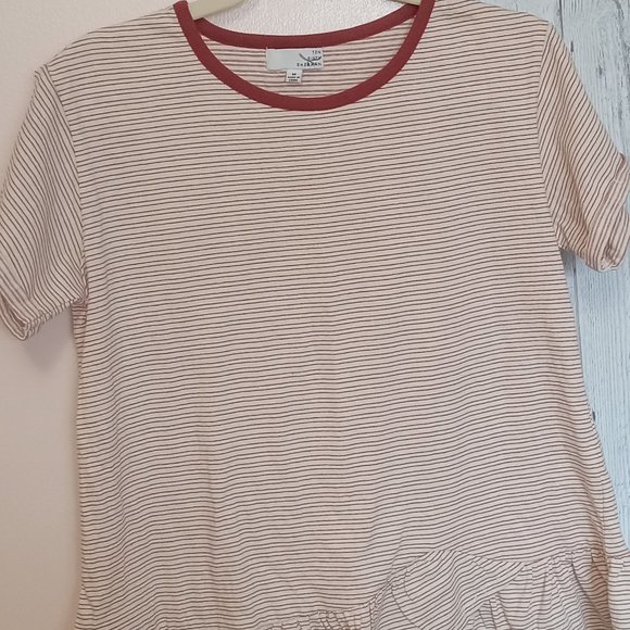 NWOT - Ten Sixty Sherman Striped Tee with Ruffled Bottom - Picture 3 of 5
